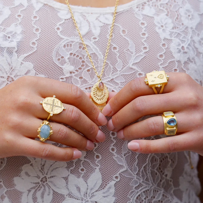 Atlas Ring / Milky Aquamarine + Tourmaline