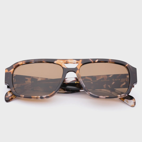Atlas Sunglasses / Pebble Tort + Brown Polarised