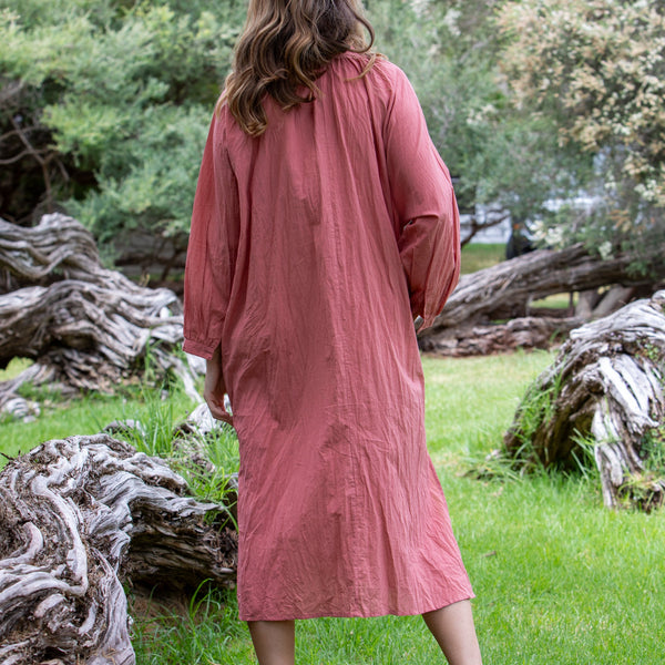 Bell Shirtmaker Dress / Deep Coral