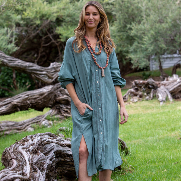 Bell Shirtmaker Dress / Wasabi