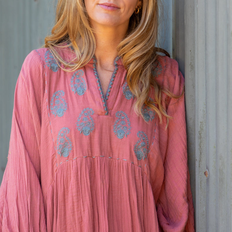 Paisley Souq Dress / Deep Coral