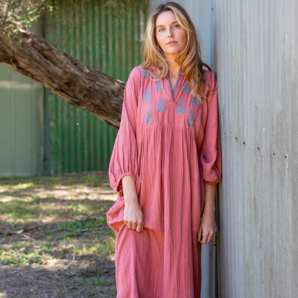 Paisley Souq Dress / Deep Coral