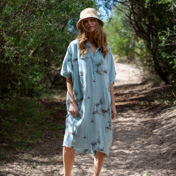 Yas Palms Caftan / Blue Multi