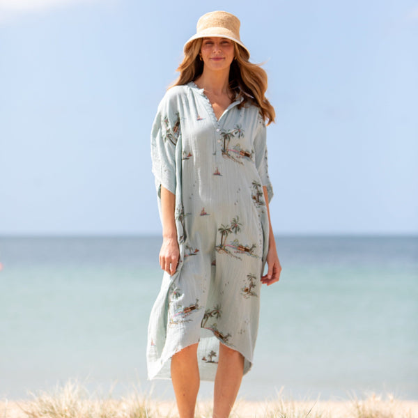 Yas Palms Caftan / Blue Multi