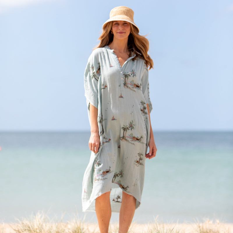 Yas Palms Caftan / Blue Multi