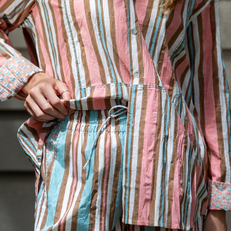 Virginia Stripe Shirt / Coral
