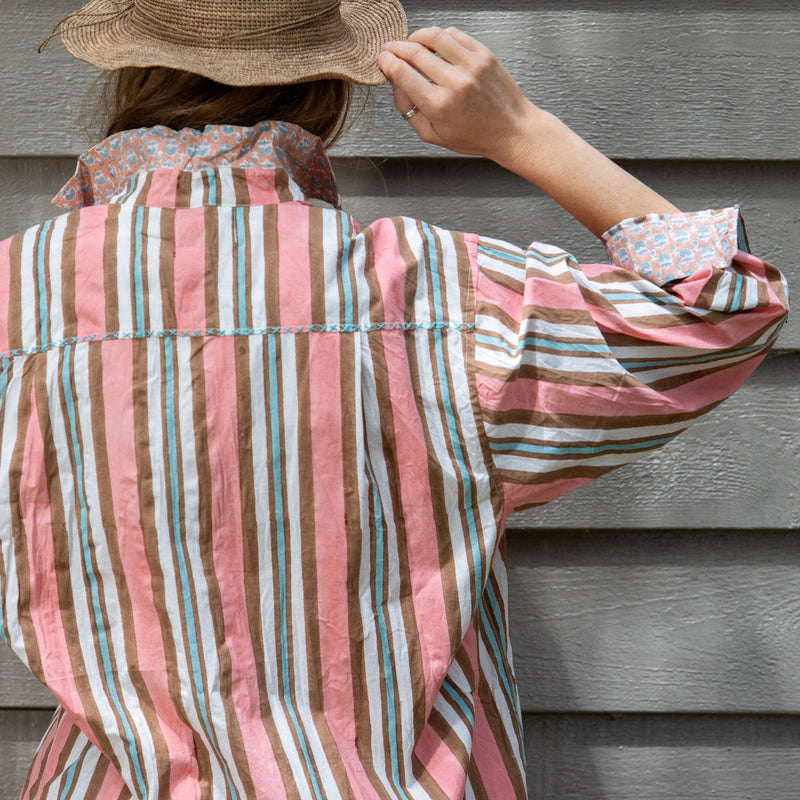 Virginia Stripe Shirt / Coral