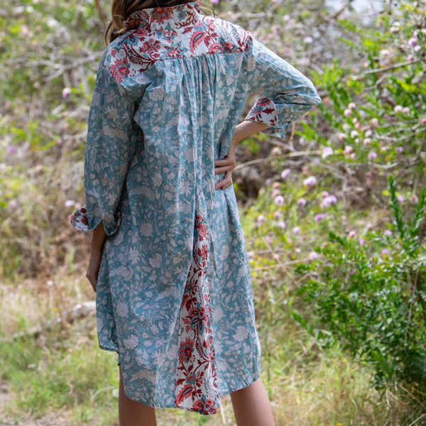 Bella Floral Midi Shirtdress / Wedgewood