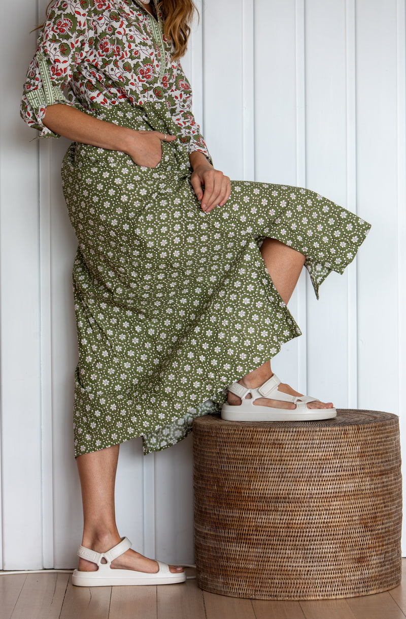 Lady Penrose Maxi Shirtdress / Grass Green