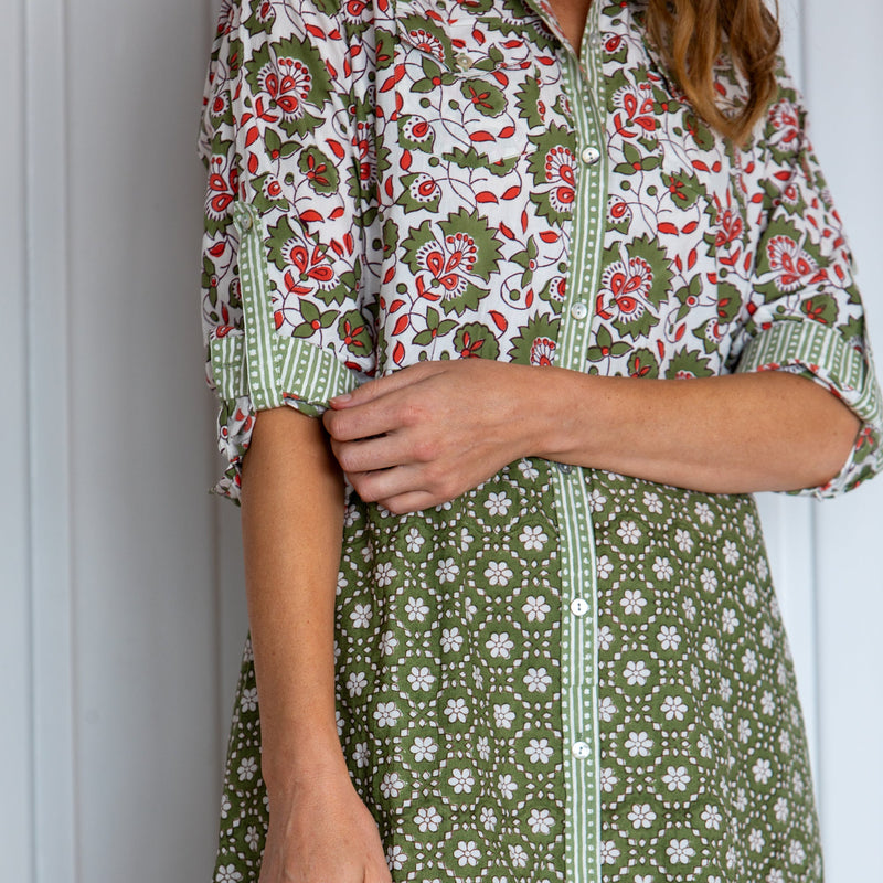 Lady Penrose Maxi Shirtdress / Grass Green