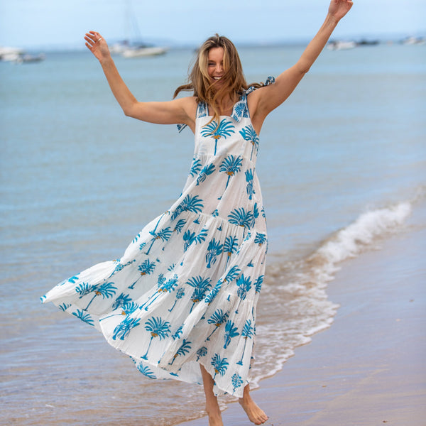 Los Cabos Sundress / White + Blues