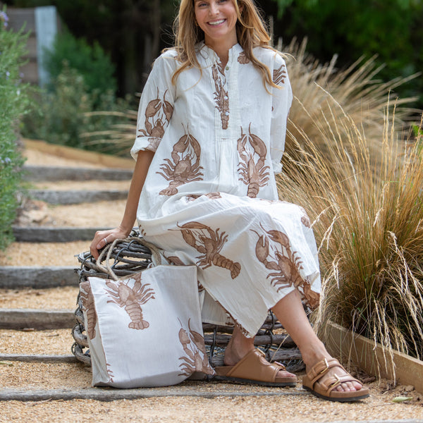 Big Lobster Jute Bag / White / Coco
