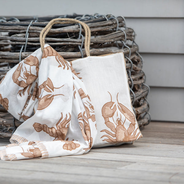 Big Lobster Jute Bag / White / Coco