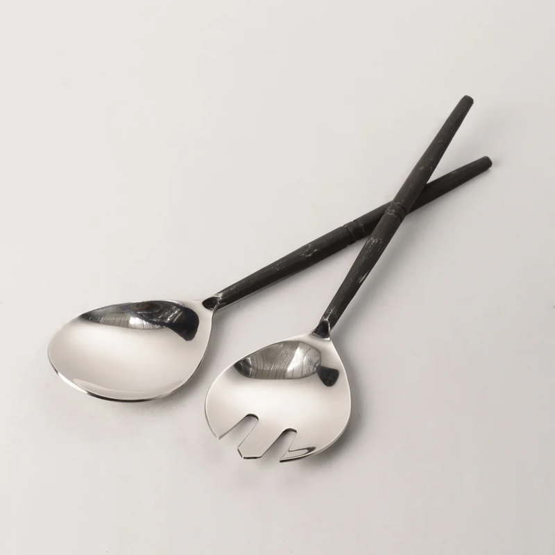 Salad Servers w Viking Handle / Burnished