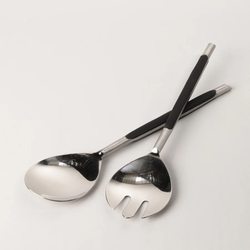 Salad Servers / Resin Black Inlay
