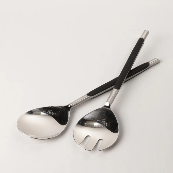 Salad Servers / Resin Black Inlay