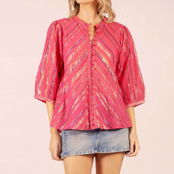 Scarlett Shirt / Candy Stripe Raspberry