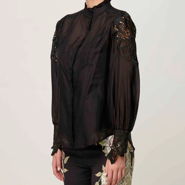 Sevilla Custom Lace Detail Shirt / Onyx
