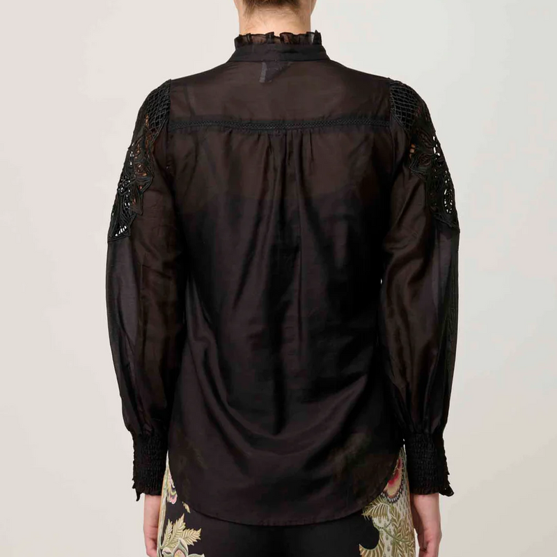 Sevilla Custom Lace Detail Shirt / Onyx