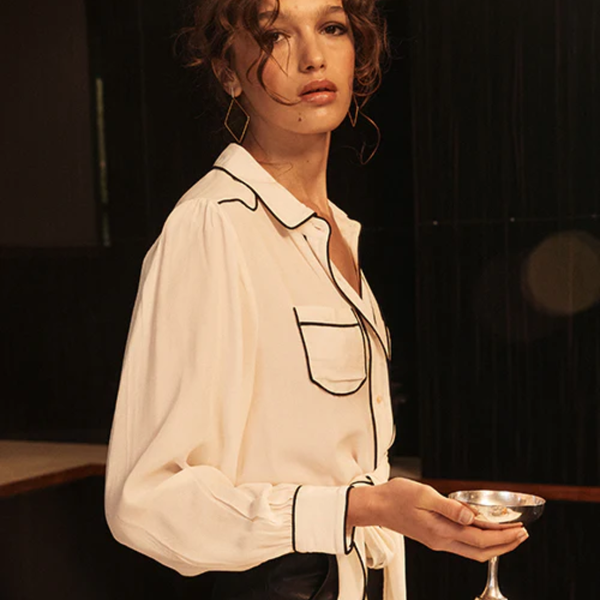 Silke Blouse / Ecru + Black