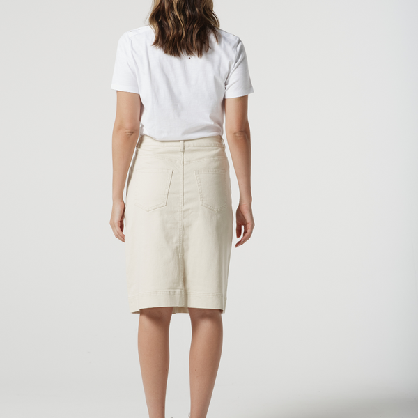 Knee Length Cotton Skirt / Natural