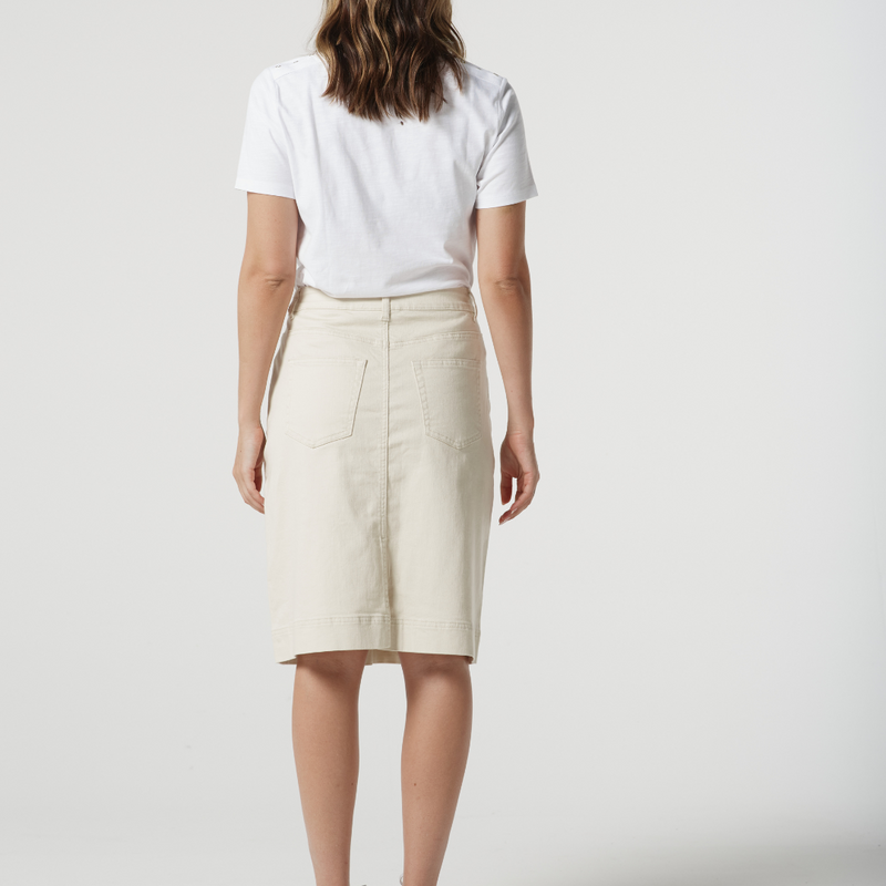 Knee Length Cotton Skirt / Natural