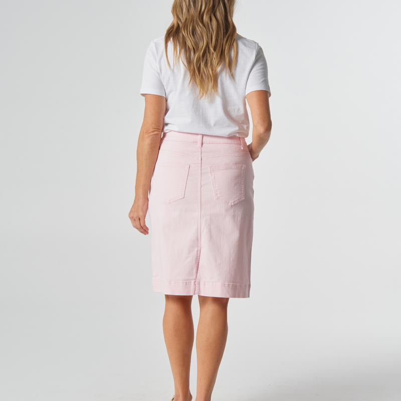 Knee Length Cotton Skirt / Pale Pink