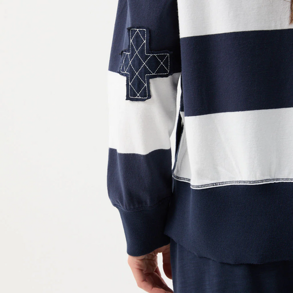 Stripe Boyfriend Sweater / White + Parisian