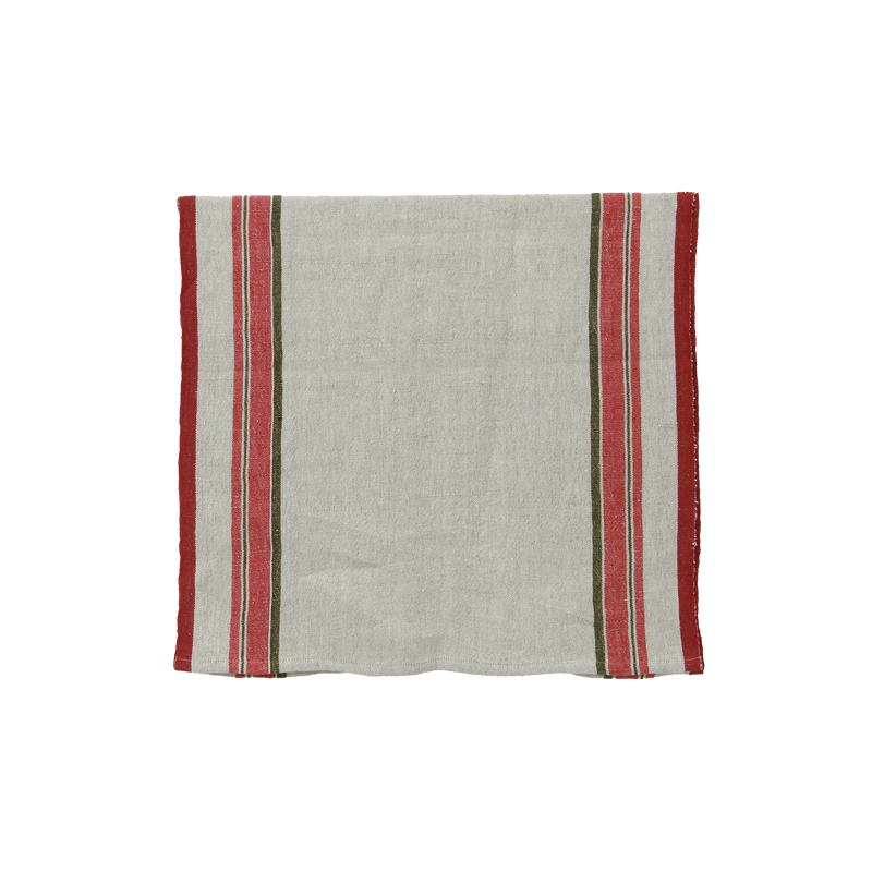 Selvedge Stripe Linen Table Runner / Red