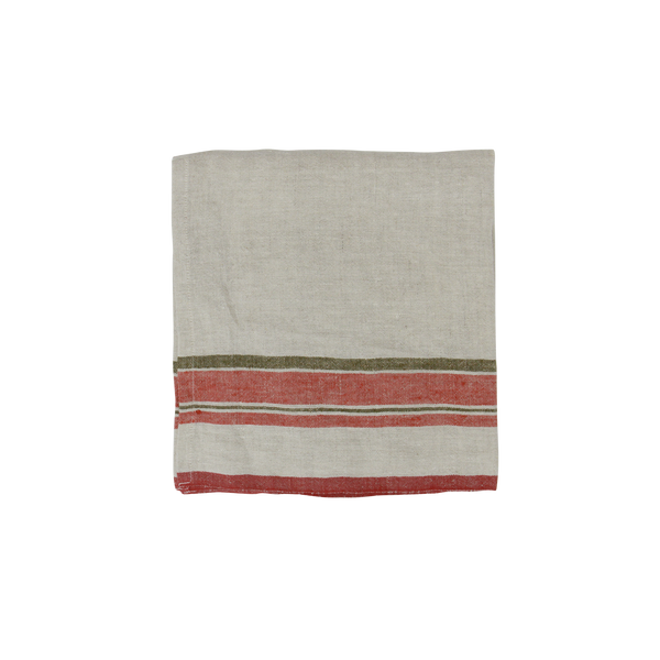 Selvedge Stripe Linen Napkin / Red