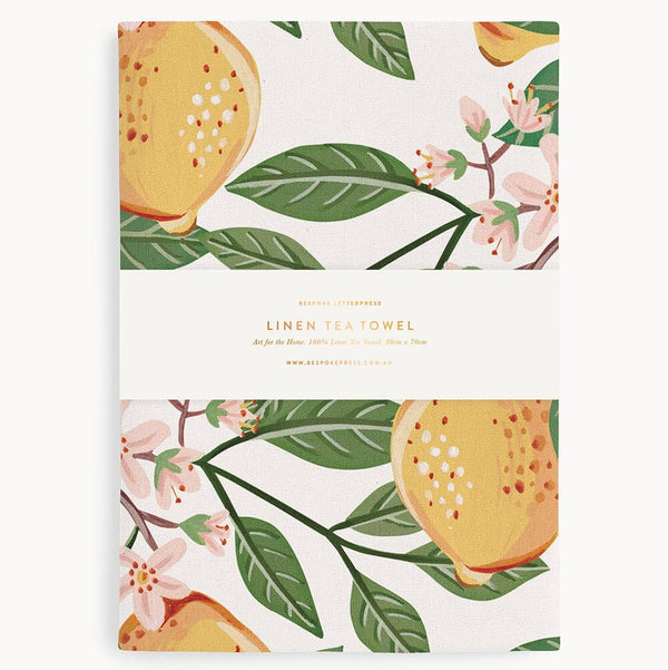 100% Linen Tea Towel / Lemons