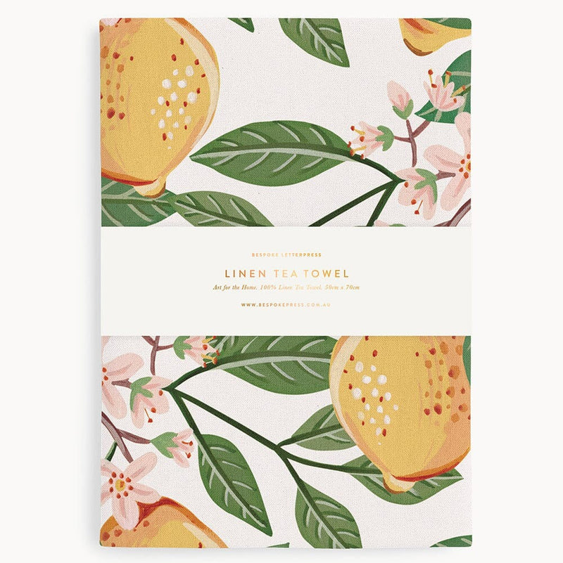 100% Linen Tea Towel / Lemons