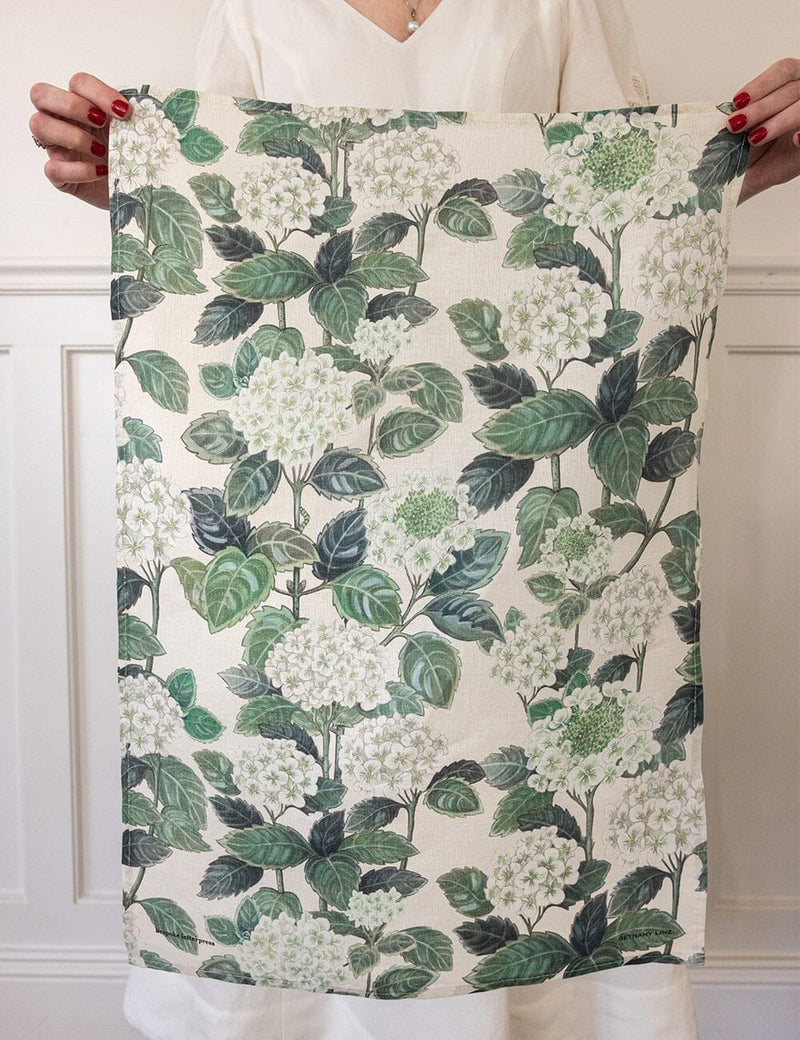 100% Linen Tea Towel / Hydrangea