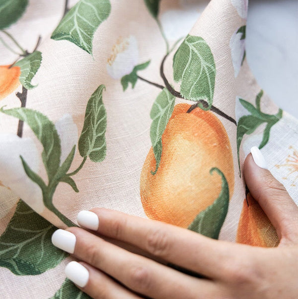 100% Linen Tea Towel / Peaches