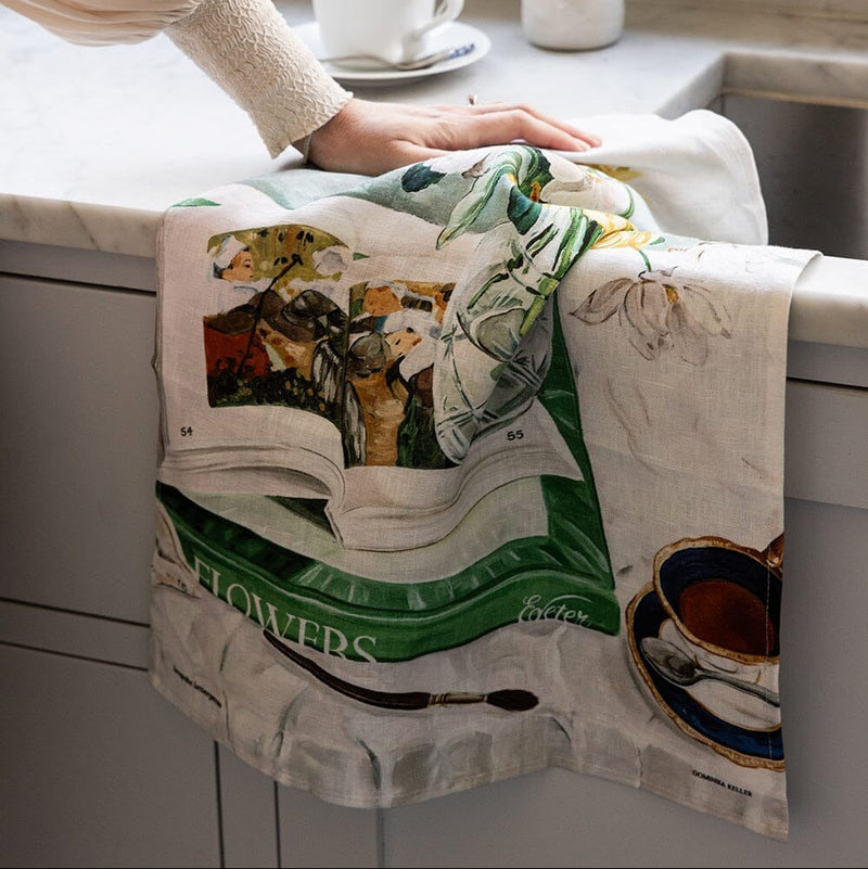 100% Linen Tea Towel / April Blooms