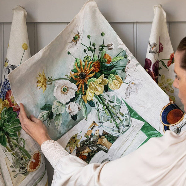 100% Linen Tea Towel / April Blooms
