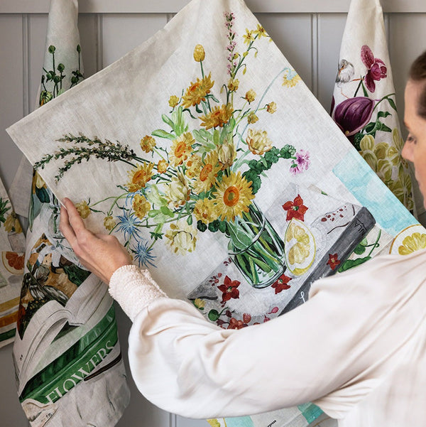100% Linen Tea Towel / Native Wildflowers