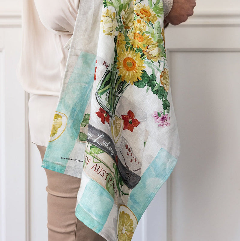 100% Linen Tea Towel / Native Wildflowers