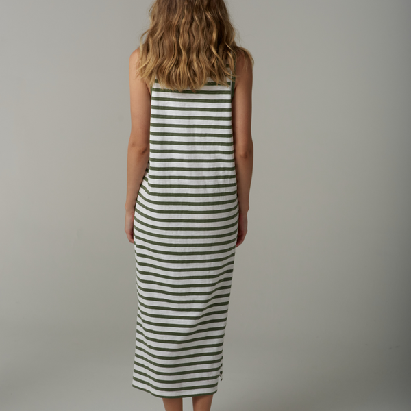 Stripe Tank Dress / White + Fairway Green