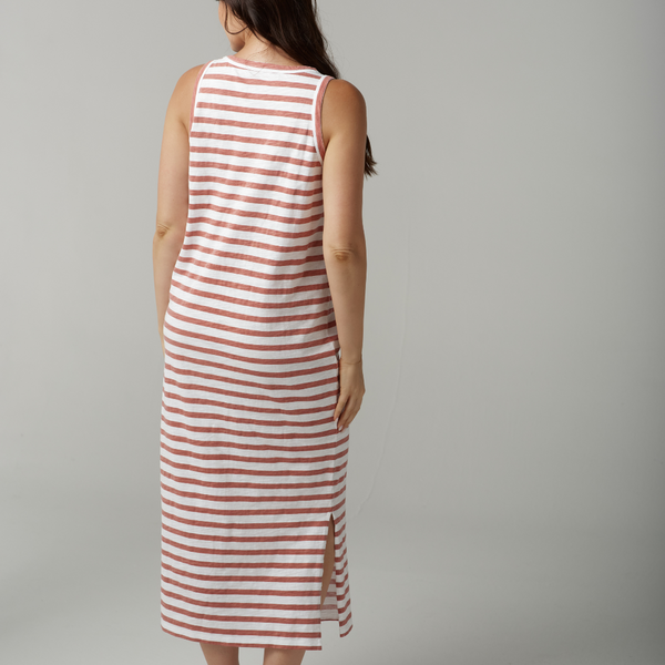 Stripe Tank Dress / White + Terracotta