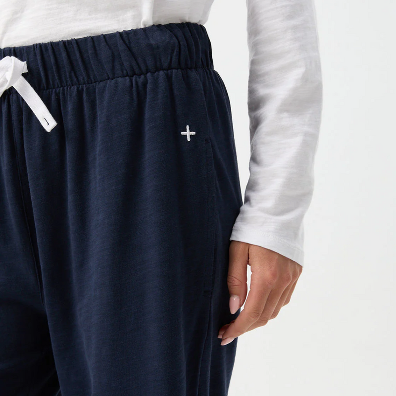 Wide Leg Slub Track Pant / Parisian Night