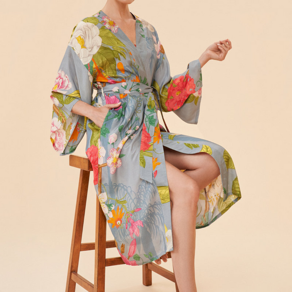 Tropical Flora + Fauna Kimono Gown / Lavender