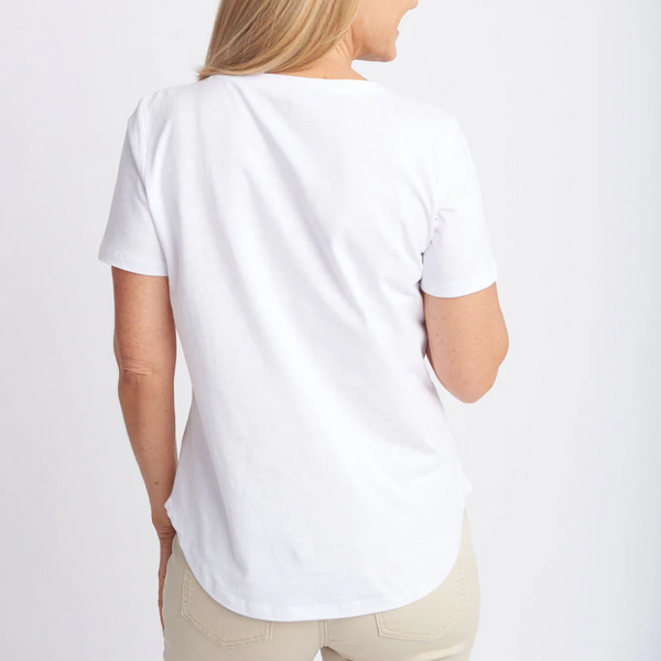 V Neck Cotton Pima Slub Tee / White