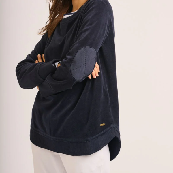 High Low Velour Sweatshirt / French Navy