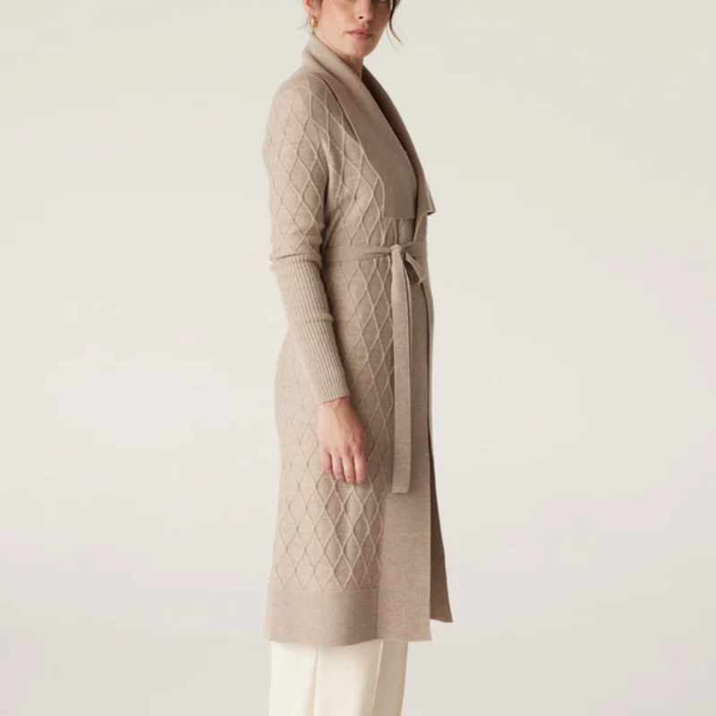 The Victoria Merino Cardigan / Pebble