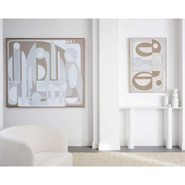 White Luna Stucco - Oak Framed Giclee Print