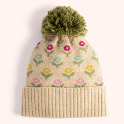 Pompom Hat / Willow Ditsy Flower Cream