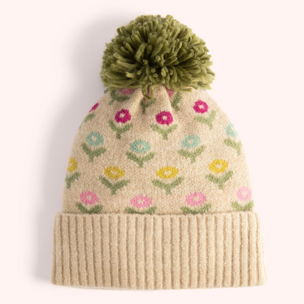 Pompom Hat / Willow Ditsy Flower Cream