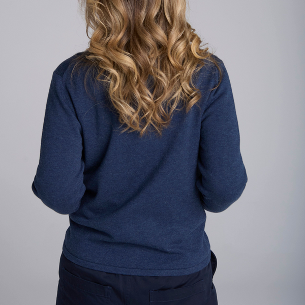 Zip Knit Cardi / Indigo
