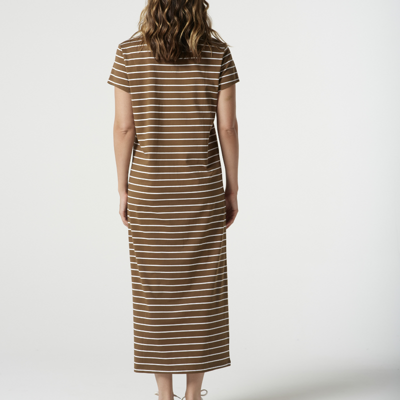 Striped Tee Dress / White + Otter